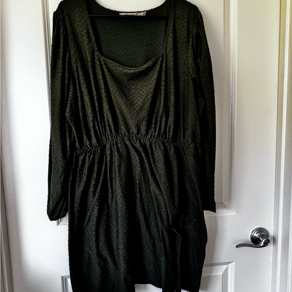 Liberty Love Green Long Sleeve Square Neck Dress